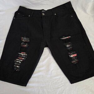Trestles Supply Co Black Distressed Denim Shorts (38)